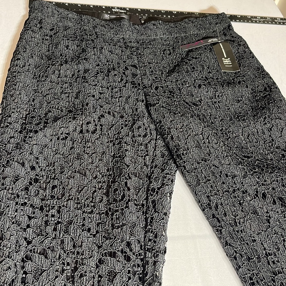 INC International Concepts size 12 black lace wide leg pants with back zipper